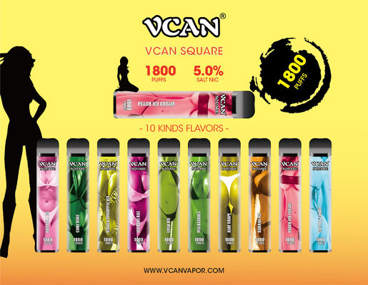 Квадрат слоек E-сигареты 1800 Vape КВАДРАТА VCAN устранимый формирует сексуальный дизайн стиля массивный пар заволакивает рентабельное